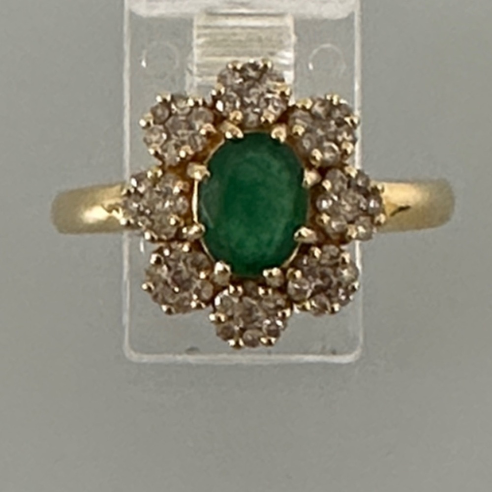 EFFY 14k Diamonds real emerald real solid Gold and Green Gemstone Ring